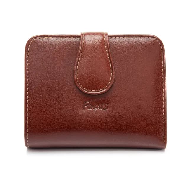 【FOCUS】真皮包包 壓扣零錢包女短夾FTC3303(義大利植鞣革/頭層牛皮/真皮包包 女夾)