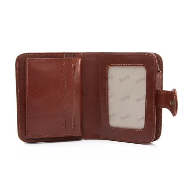 【FOCUS】真皮包包 壓扣零錢包女短夾FTC3303(義大利植鞣革/頭層牛皮/真皮包包 女夾)