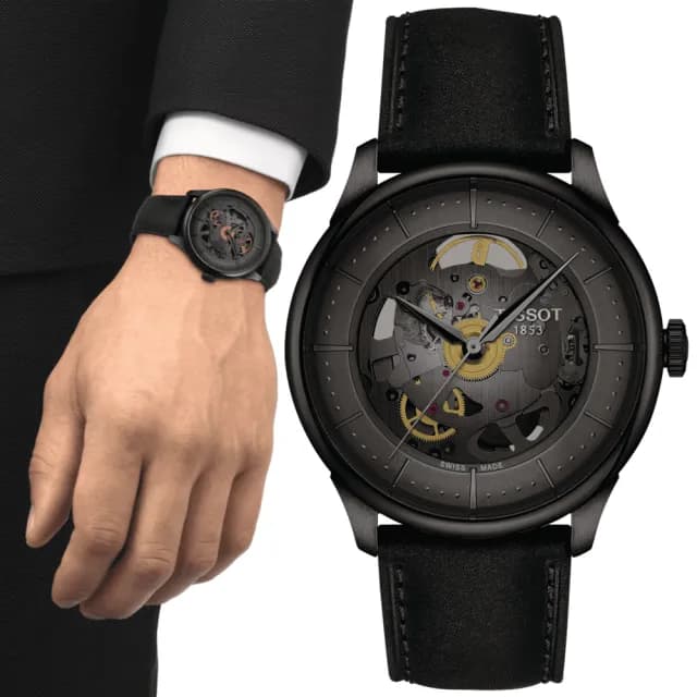 【TISSOT 天梭】杜魯爾系列 鏤空機械腕錶 畢業禮物 送禮 推薦(T1398363644100)
