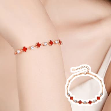 【勇氣之石】S999純銀紅瑪瑙幸運草手鍊(開運飾品 紅色 四葉草 生日禮物 手鐲 手鏈 女生 上班族 交換禮物)