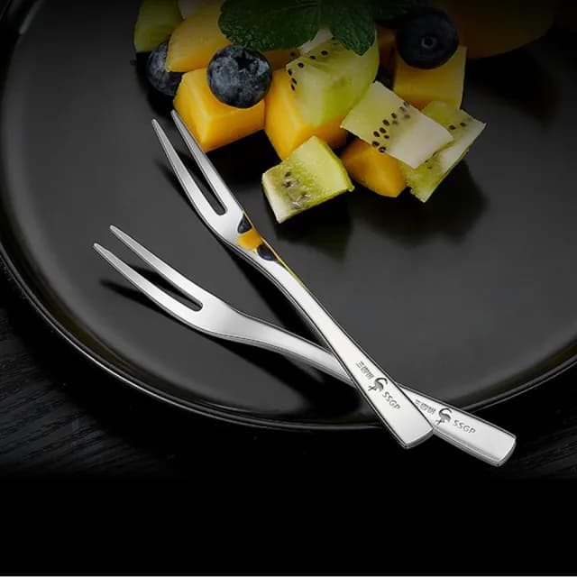 【PUSH!】餐具用品 316L不銹鋼水果叉 5入 蛋糕叉子加厚果簽 甜品叉(水果叉 5入一組 E202)