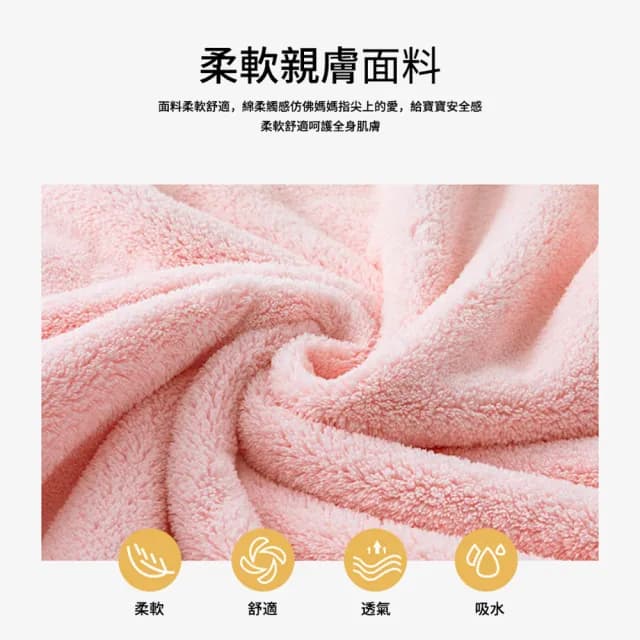 【Loga】珊瑚絨兒童帶帽浴巾 卡通可愛連帽斗篷 寶寶帶帽浴袍 吸水浴巾 嬰兒披風包被70*130cm(父親節禮物)