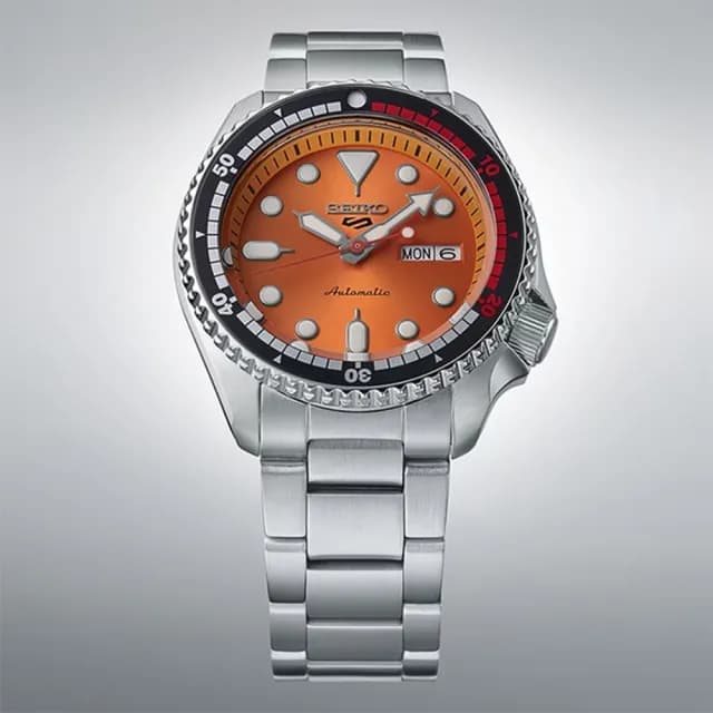 【SEIKO 精工】5 Sports 55周年限量 熱帶橘 機械錶 男錶 父親節禮物(SRPK07K1/4R36-15C0U)