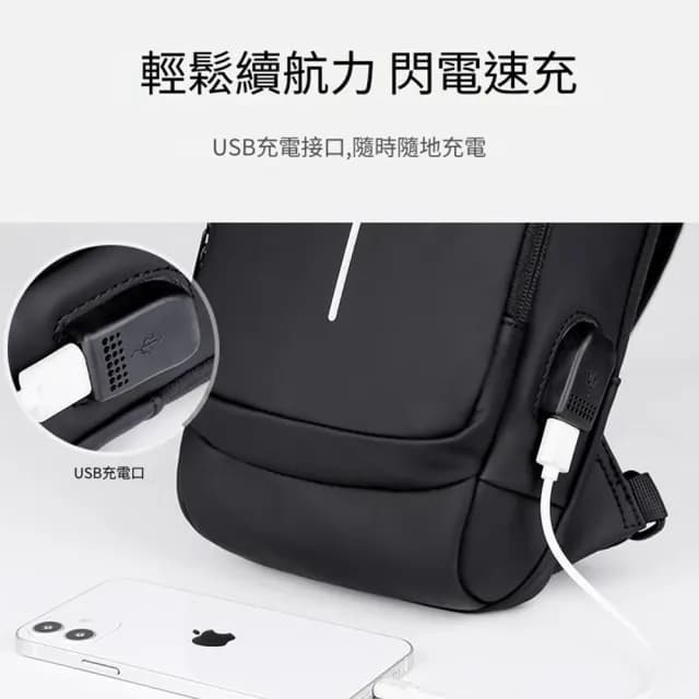 【YOGEMDI】父親節禮物 防盜斜背機車包(密碼防盜包 男士包 附USB充電孔)