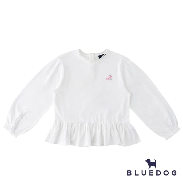 【BLUEDOG】童裝-拼接下襬荷葉上衣(白色)