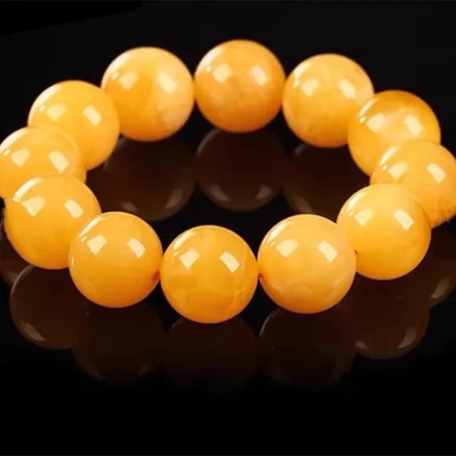 【JEN】人造蜜蠟雞油黃手鍊10mm(生日禮物/母親節/閨密送禮/交換禮物/情人節)