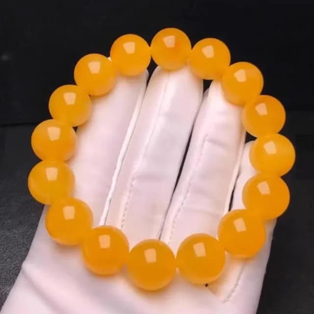【JEN】人造蜜蠟雞油黃手鍊10mm(生日禮物/母親節/閨密送禮/交換禮物/情人節)