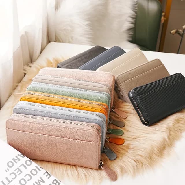 【MoonDy】雙11 錢包 皮包 高CP 長夾 長夾女生 風琴卡包 包 牛皮長夾 錢包女 長款拉鏈