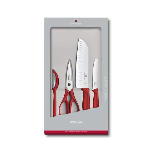 【VICTORINOX 瑞士維氏】Swiss Classic 廚具套裝4件組/紅(6.7131.4G)