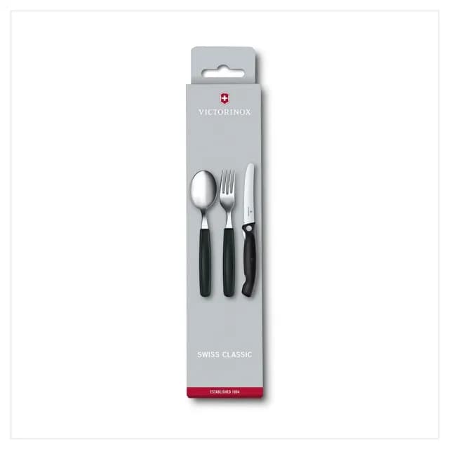 【VICTORINOX 瑞士維氏】餐具三件組 Swiss Classic 削皮刀、叉、匙套裝 橘色/黑色(6.7192.F3 /6.7192.F9)