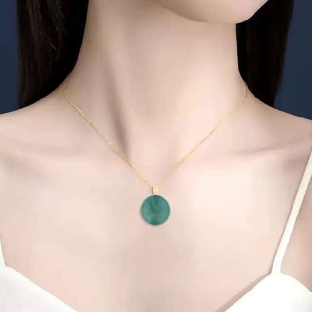 【Penny珮妮】A貨翡翠18K金小圓無事牌項鍊(生日禮物/母親節/閨密送禮/交換禮物/情人節)