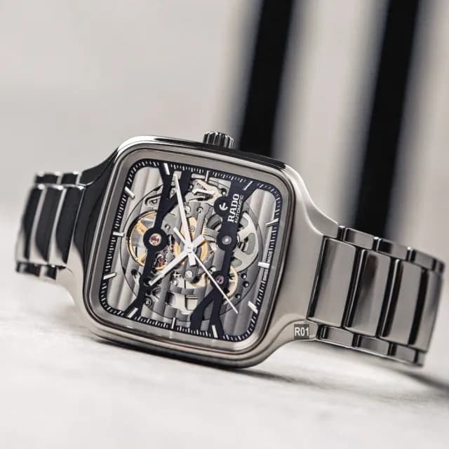【Rado 雷達表】廣告熱賣款 True Square真方雙橋鏤空機械腕錶 電漿款-加8重豪禮 R01(R27125152)