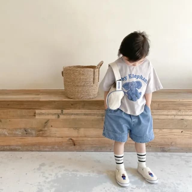 【橘魔法】褲腳雙車線牛仔褲(短褲 褲子 中性款 男童 女童 兒童 童裝)