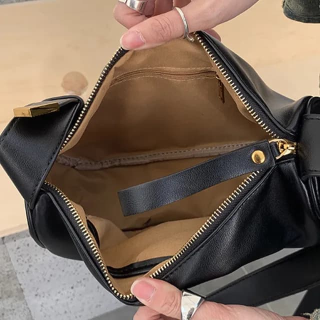 【KT DADA】情人節禮物 軟皮包包 防水包  馬鞍包 側背包 復古馬鞍包 隨身小包 包包 包包女 軟皮斜背包 斜背
