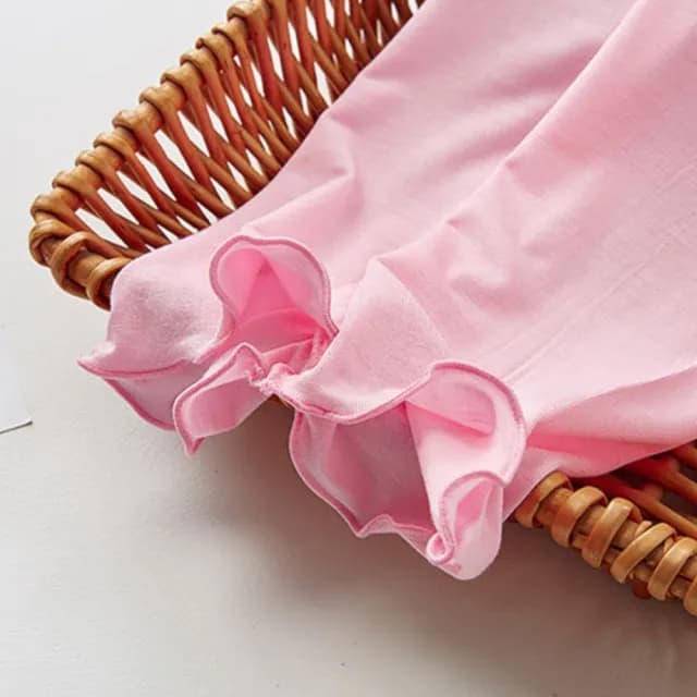 【橘魔法】（2件入）涼感莫代爾 木耳邊七分內搭褲(五分褲 七分褲 內搭褲 褲子 中童 女童 素色 童裝)