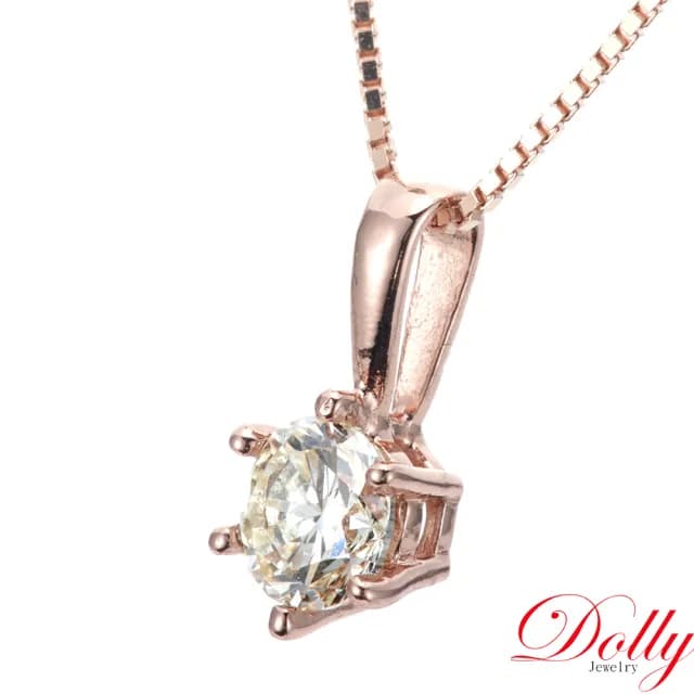 【DOLLY】0.50克拉 天然鑽石完美車工18K玫瑰金鎖骨鍊-015(母親節 長輩送禮 交換禮物首選)