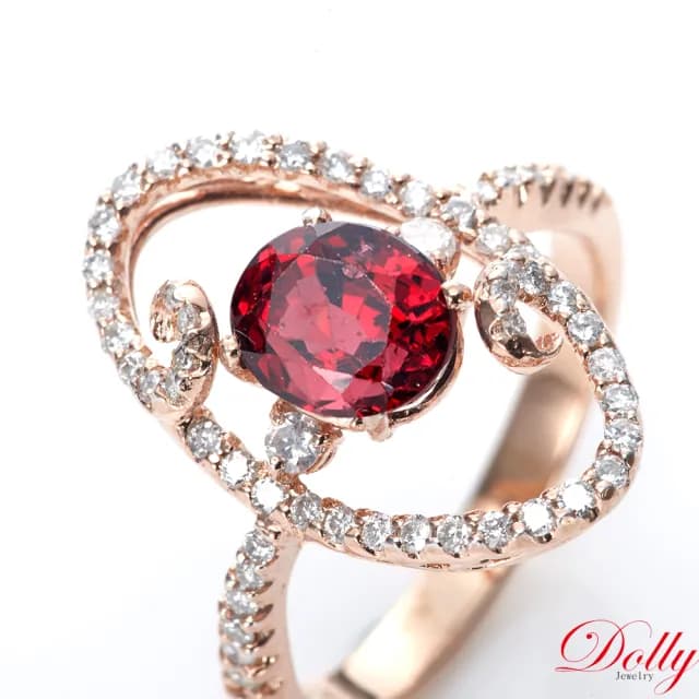 【DOLLY】2克拉 天然尖晶石鑽石戒指(母親節 長輩送禮 交換禮物首選)