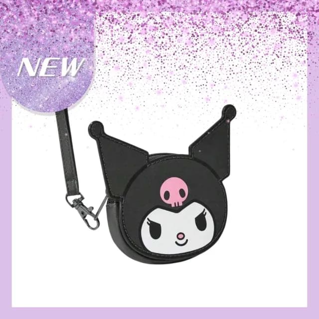 【SANRIO 三麗鷗】酷洛米Kuromi聯名皮革零錢包票卡行李牌吊牌杯墊(粉黑兒童包包女兒生日禮物女