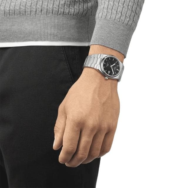 【TISSOT 天梭 官方授權】PRX系列 復古風酒桶型紳士機械錶-40mm 情人節 禮物(T1374071105100)