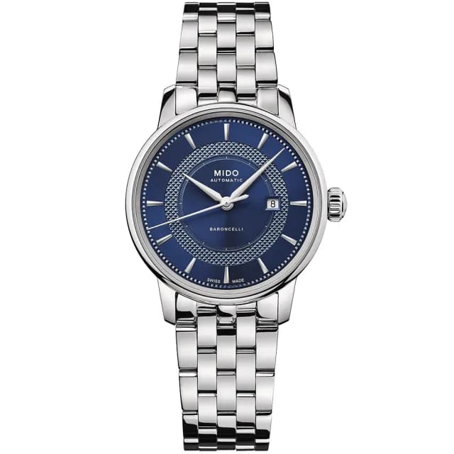 【MIDO 美度】官方授權 Baroncelli 永恆系列 午夜藍 機械女錶-30mm 手錶 禮物 推薦(M0372071104101)