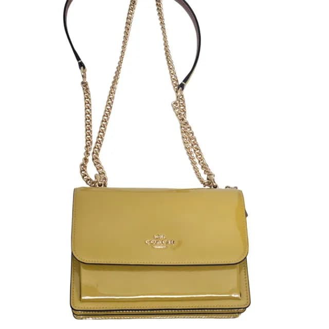 【COACH】KLARE經典Logo斜背手袋(招財黃/贈原廠防塵袋紙袋七夕情人節)