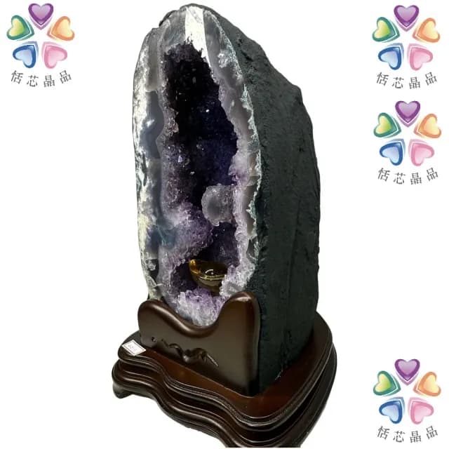 【恬芯晶品】7.4kg精選巴西紫水晶洞新居財位擺設FV19(紫鈦晶晶洞開運招財招貴人開業財位新春禮物)