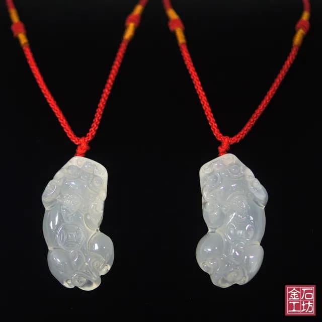 【金石工坊】情人節禮物 招財貔貅(精雕白玉髓開運墜飾)
