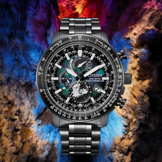 【CITIZEN 星辰】Promaster 宇宙幻彩 光動能錶 電波錶 飛行滑尺 男錶 禮物 推薦(BY3005-56E)