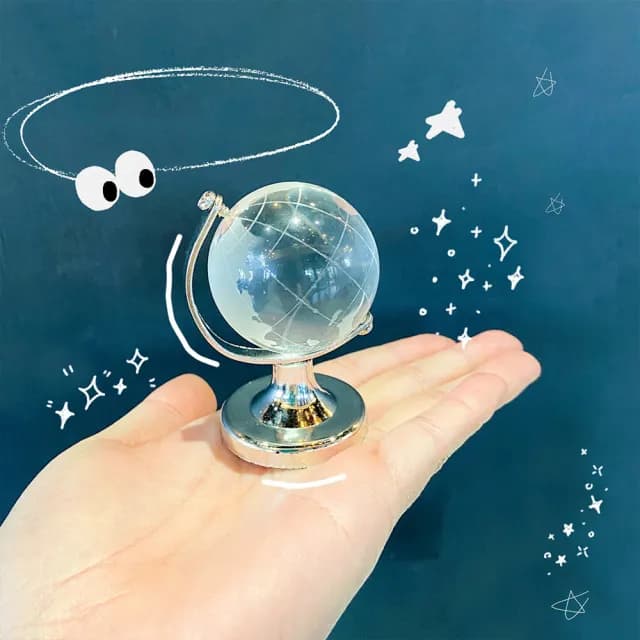 【質感小擺飾】ins風迷你簡約透明水晶球地球儀(環遊世界 桌上裝飾品 生日 拍攝道具 居家 交換禮物 出國)