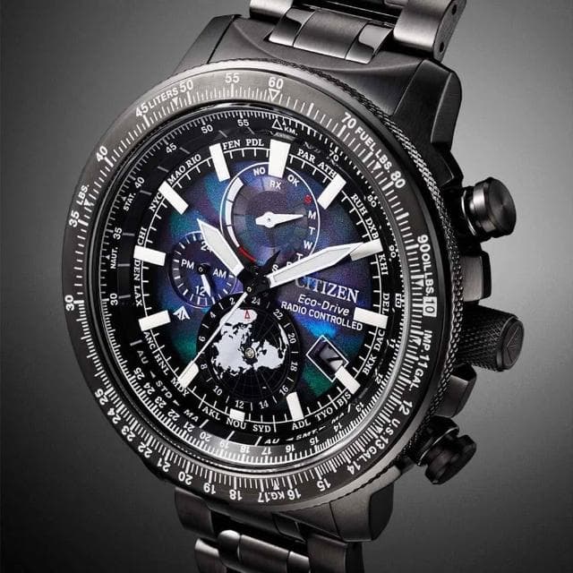 【CITIZEN 星辰】PROMASTER系列 100週年限量 宇宙幻彩 光動能電波 飛行腕錶 母親節 禮物 推薦(BY3005-56E)