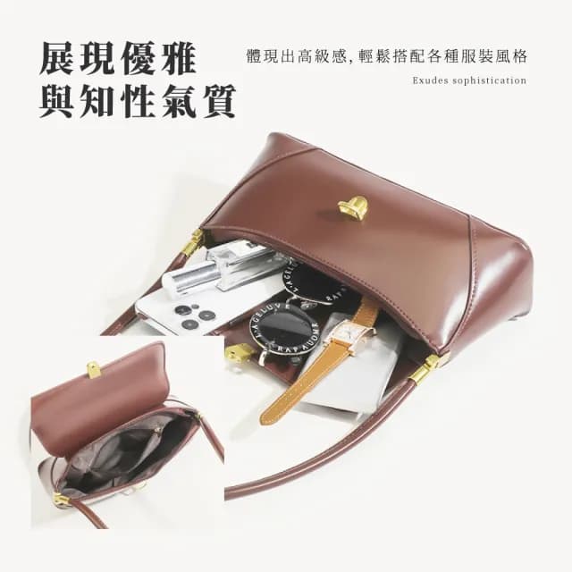 【簡約復古】雙11 法式都會女子高雅腋下包(女生生日禮物 穿搭配件 皮革 肩背包 側背包 單