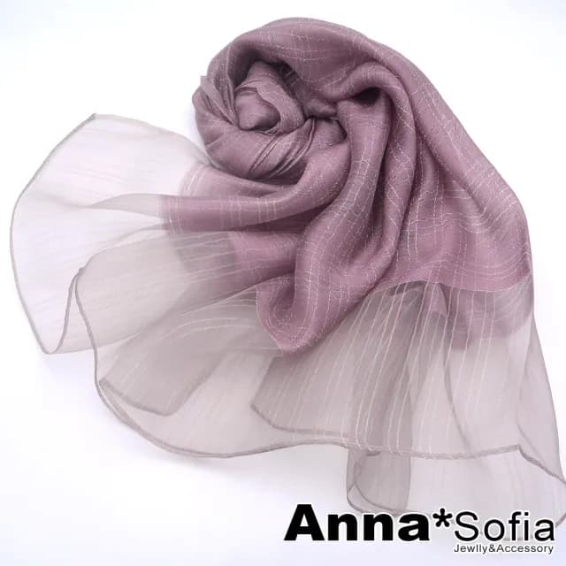 【AnnaSofia】真絲羊毛混紡大尺寸披肩絲巾圍巾-煥彩線絲 現貨(藕粉系)