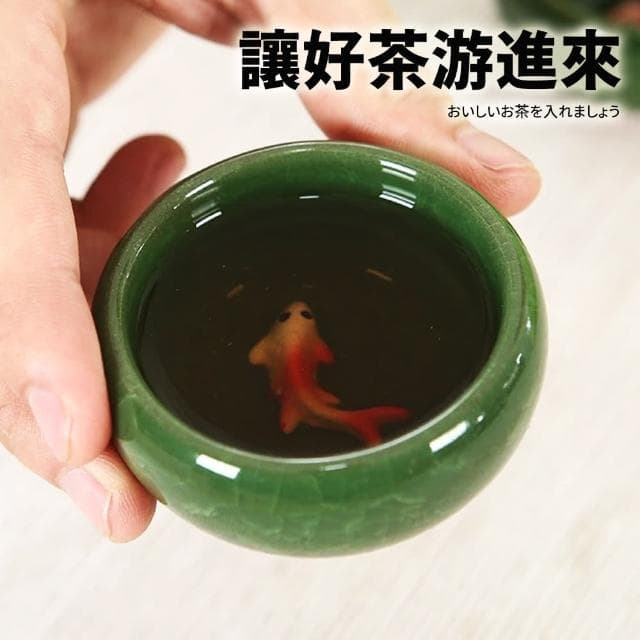 【TEA Dream】日式大正高質感年年有魚冰裂茶杯禮盒組(過年禮盒 交換禮物 長輩禮物 茶具)
