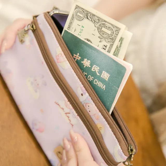 【uma hana】單色C大調大三層收納防水的三拉長零(零錢包/長零錢包/隨身收納包/防水包)