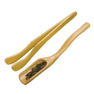 【專業茶緣】竹製茶道兩件套-茶夾+茶勺(泡茶具組 茶匙 茶鏟 茶葉勺 功夫茶道配件 茶杯夾 茶道六君子)