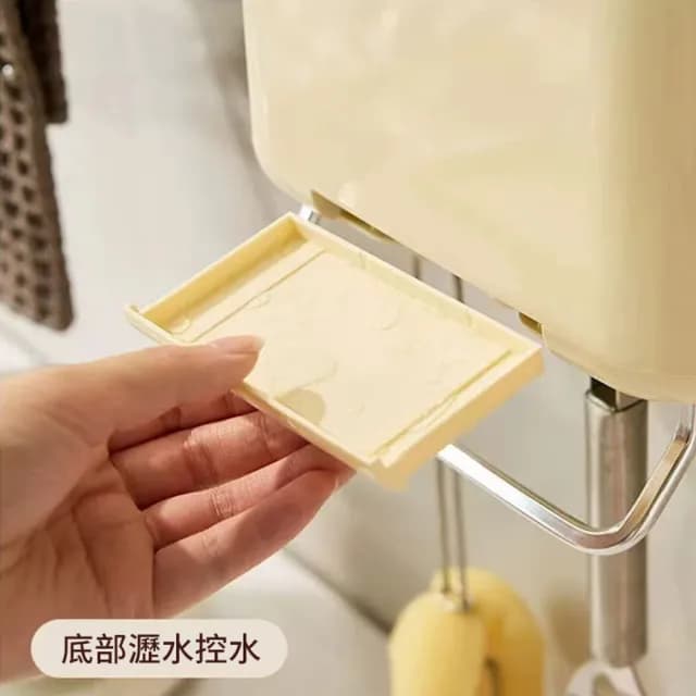 【Cam】雙11限定 壁掛式多功能餐具收納盒 勺子筷子瀝水架 大容量收納架 手機置物架 筷籠 餐具盒 掛鉤筷架