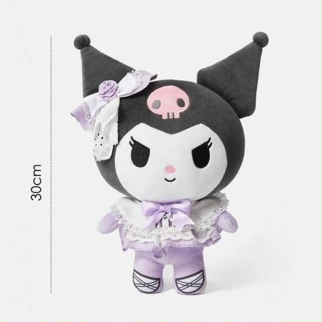 【SANRIO 三麗鷗】酷洛米娃娃 抱枕 蝴蝶結蕾絲 絨毛玩偶 30公分(孫女 女兒 女友 生日禮物 送禮 過年禮物)