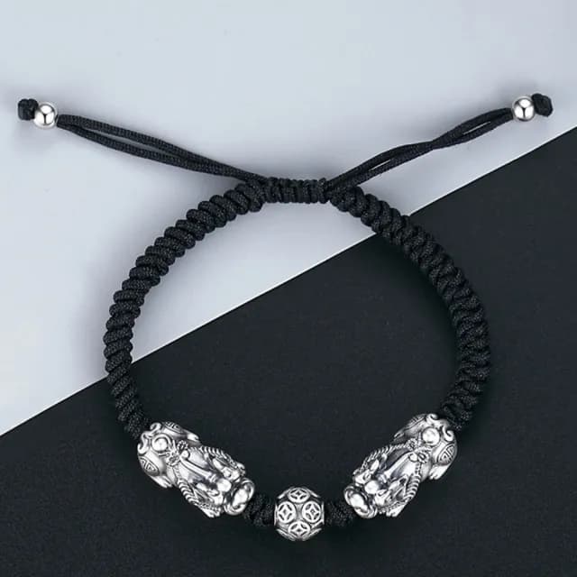 【LEEHER】雙11 貔貅手鍊/足銀手鍊/招財納福/純銀貔貅/手環/純銀手鍊/手工編織/避邪手鍊/禮物/