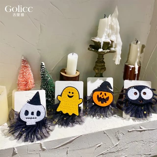 【Golicc】萬聖節 俏皮裝扮 搞怪髮夾 多款(髮飾 南瓜 骷髏 節慶禮物 主題穿搭)