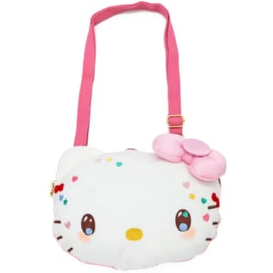 【小禮堂】母親節禮物 Sanrio 三麗鷗 Hello Kitty 大臉造型玩偶斜背包 - 50週年The Future in Our Eyes(平 