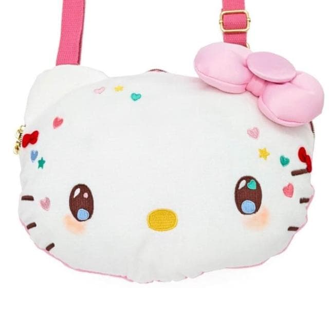 【小禮堂】Sanrio 三麗鷗 Hello Kitty 大臉造型玩偶斜背包 - 50週年The Future in Our Eyes(平