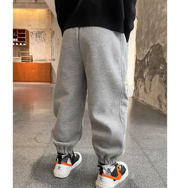 【橘魔法】華夫格側邊字母長褲(運動褲 棉褲 縮口褲 休閒褲 褲子 長褲 男童 童裝 兒童)