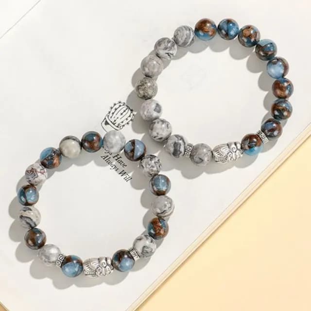 【Penny珮妮】S999銀鳴蟬孔雀石地圖石手鍊10mm(2款可選/情人節/生日禮物/交換禮物/母親節/送女友/送男友)