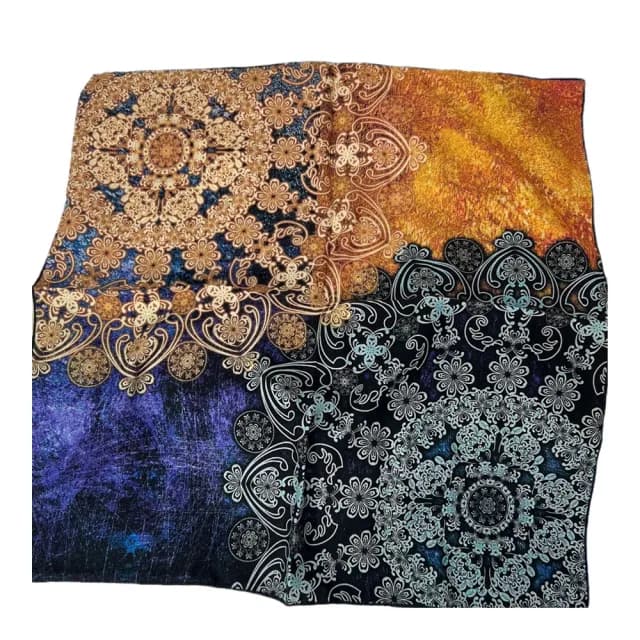【Jun Jun】真絲羊毛中方巾 圍巾 領巾 65*65cm(綺麗雙華)