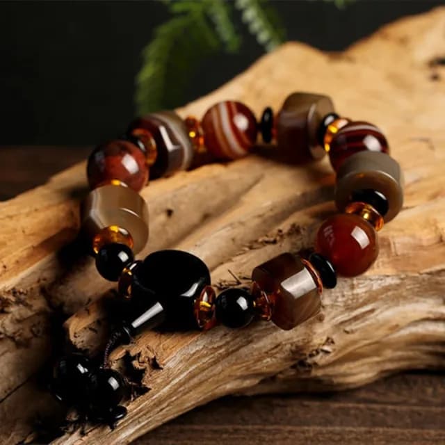 【Penny珮妮】纏絲老瑪瑙算盤珠霸氣手鍊15.5mm(父親節禮物/交換禮物/生日禮物/情人節/送男友)
