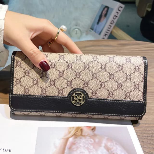 【MoonDy】皮夾 長夾 長款錢包 多卡位長夾 女款皮夾 牛皮皮包 二折錢包 錢包 招