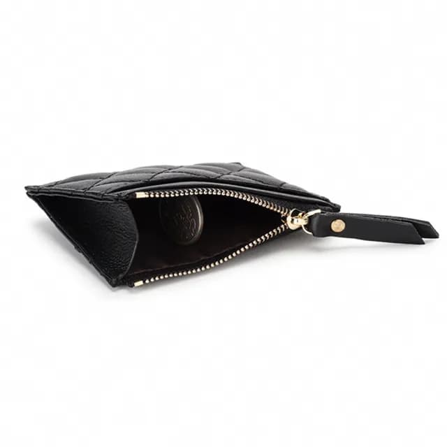 【EGO+】雙11 真皮 羊皮菱格紋 信用卡片夾 零錢包(真皮包包 硬幣袋 名片夾)