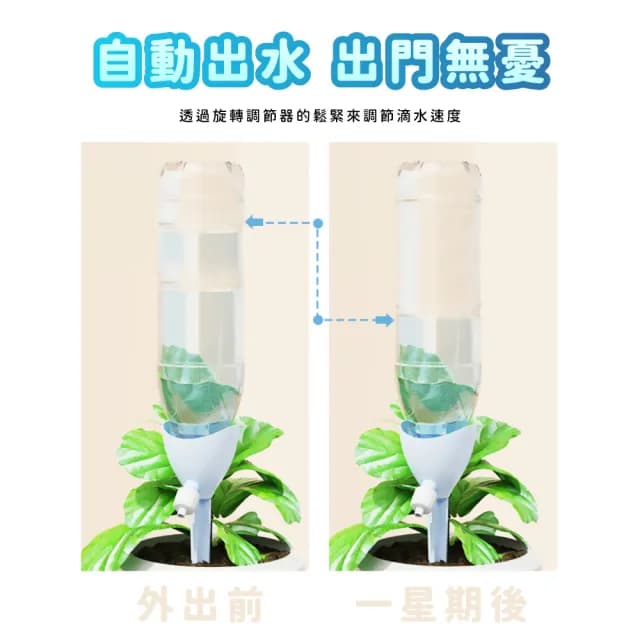 【每每園藝】質感奶藍無極調節水流澆花器-6入組(滴水器 家用澆水器 多肉 植物盆栽 灑水 懶人澆水工具)