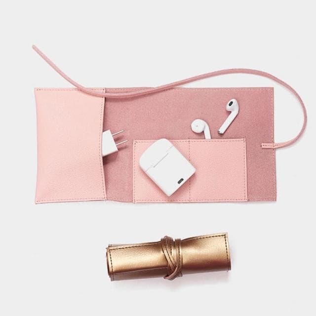 【MoonDy】卡套 收納包 皮具 皮件 Airpods 耳機收納 多功能收納包 高級感 充電器收納 真皮收納包 實用禮物