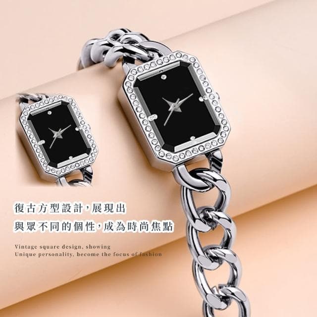 【小眾高雅】小香風復古方型手錶(休閒錶 方形錶 錶帶 國中生 高中生 女錶 女用 小眾 飾品)